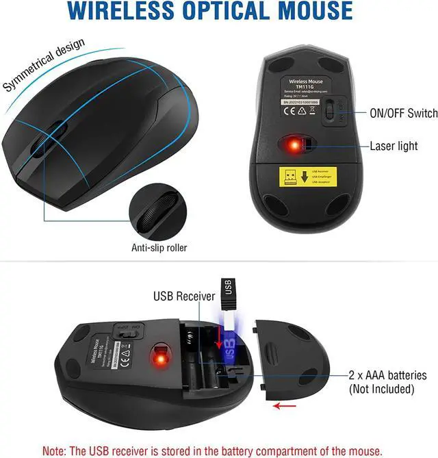 Alt view image 3 of 7 - Wireless Keyboard and Mouse Combo, EDJO Full-Sized 2.4GHz USB Computer Wireless Keyboard and Optical Mouse for Windows, Mac, Laptop/Desktop/PC