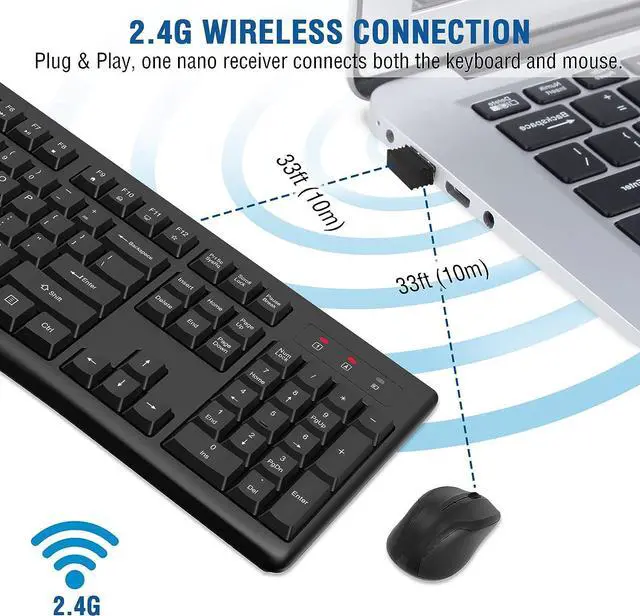 Alt view image 4 of 7 - Wireless Keyboard and Mouse Combo, EDJO Full-Sized 2.4GHz USB Computer Wireless Keyboard and Optical Mouse for Windows, Mac, Laptop/Desktop/PC