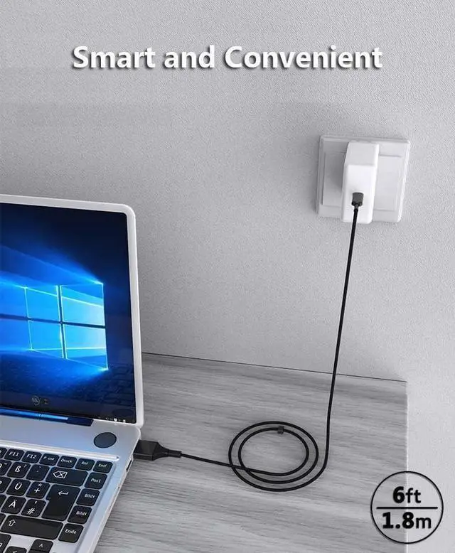 Alt view image 3 of 7 - USB C to Slim Tip Laptop Charging Cable Adapter Male Type C to Square Converter 6.5ft 100W PD Power Charger Supply Extension Cord for Yoga Ideapad Legion T470s T470 T460s T450 T450s ThinkPad X1