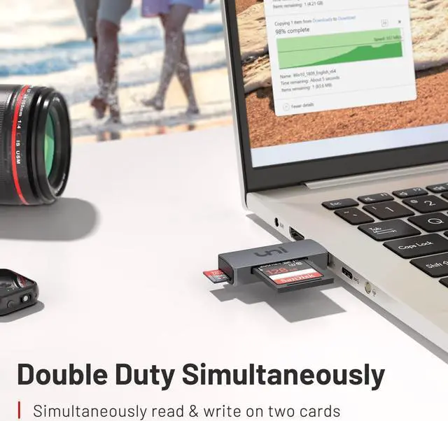 Alt view image 3 of 7 - SD Card Reader USB 3.0 SD Card Adapter High-Speed Micro SD Memory Card Reader Support SD/Micro SD/TF/SDHC/SDXC/MMC/UHS-I Card Compatible with Mac Win Linux PC Laptop Chromebook Camera