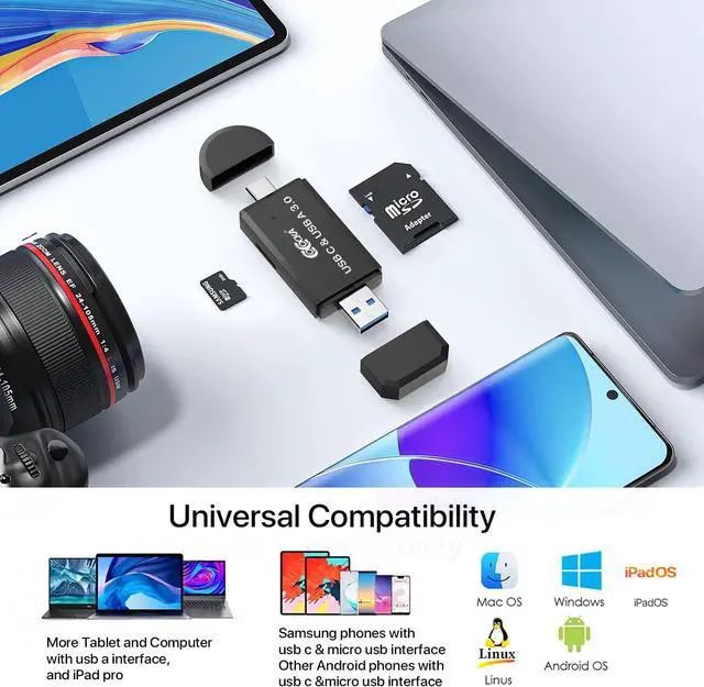 Alt view image 6 of 7 - USB 3.0 SD and USB C Flash Memory Card Reader Camera SD Card Adapter Converter for SDXC SDHC SD MMC TF RS- MMC Micro SDCard and UHS-I Cards Windows Smartphone Computer Laptop