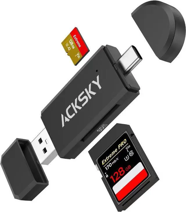 Main image of USB C SD Card Reader & USB 3.0 Micro SD Adapter High-Speed Memory Card Reader for SD/Micro SD/SDHC/SDXC/MMC Type-C SD Card Reader Compatible with MacBook/PC/Android/Camera/Laptop