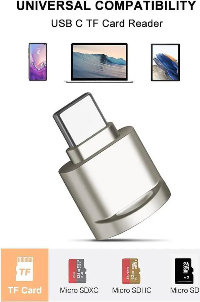 Alt view image 2 of 7 - Micro SD Card Reader USB C to SD Card Reader Type C TF Memory Card Reader with USB C to USB Adapter USB OTG Card Reader for Laptops MacBook Galaxy Phones and More