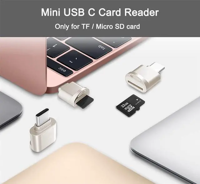 Alt view image 3 of 7 - Micro SD Card Reader USB C to SD Card Reader Type C TF Memory Card Reader with USB C to USB Adapter USB OTG Card Reader for Laptops MacBook Galaxy Phones and More