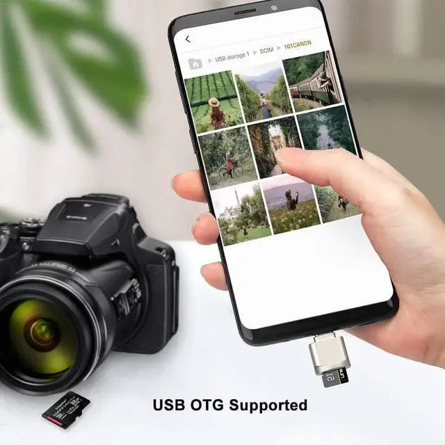 Alt view image 5 of 7 - Micro SD Card Reader USB C to SD Card Reader Type C TF Memory Card Reader with USB C to USB Adapter USB OTG Card Reader for Laptops MacBook Galaxy Phones and More