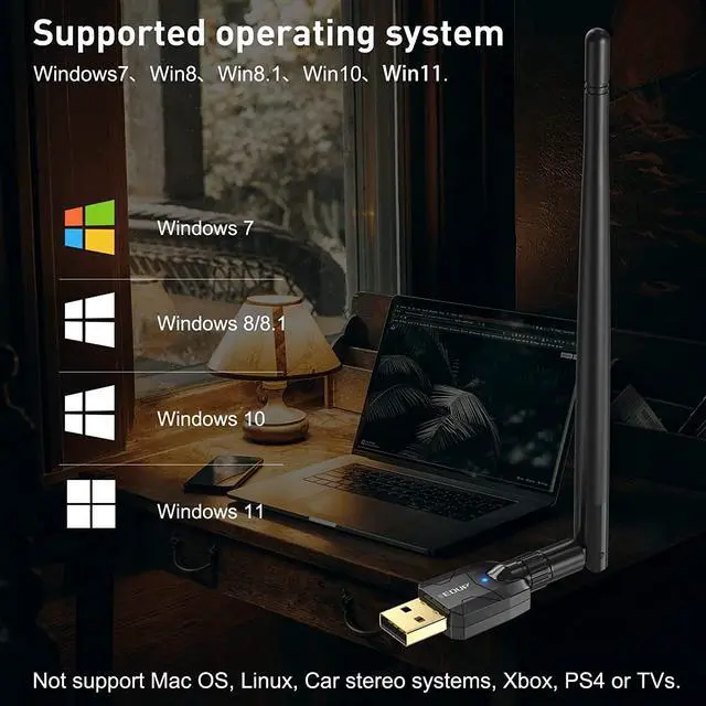 Alt view image 5 of 7 - EDUP Long Range Bluetooth 5.1 Adapter for PC High Gain 492FT/150M for Desktop Laptop USB Bluetooth 5.1 Dongle EDR Wireless Receiver for Mouse, Keyboard, Speakers,Windows 11/10/8/8.1/7/XP