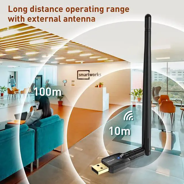 Alt view image 6 of 7 - EDUP Long Range Bluetooth 5.1 Adapter for PC High Gain 492FT/150M for Desktop Laptop USB Bluetooth 5.1 Dongle EDR Wireless Receiver for Mouse, Keyboard, Speakers,Windows 11/10/8/8.1/7/XP