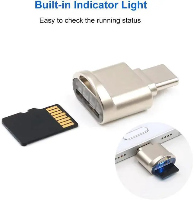 Alt view image 6 of 7 - Micro SD Card Reader USB C to SD Card Reader Type C TF Memory Card Reader with USB C to USB Adapter USB OTG Card Reader for Laptops MacBook Galaxy Phones and More