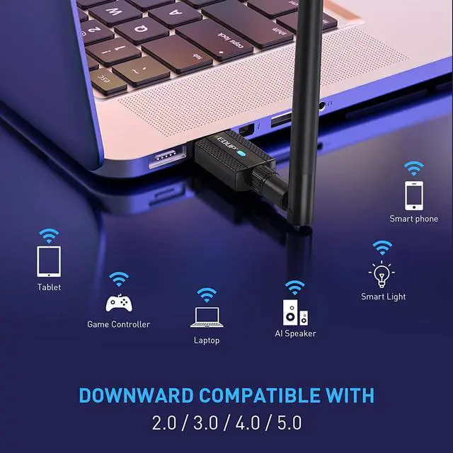 Alt view image 2 of 7 - Long Range Bluetooth 5.3 Adapter for PC USB High Gain 5dBi 100m/492ft Antenna for Desktop Laptop Bluetooth Dongle for Mouse, Keyboard,Speakers,Supports Windows 11/10/8.1,Plug and Play