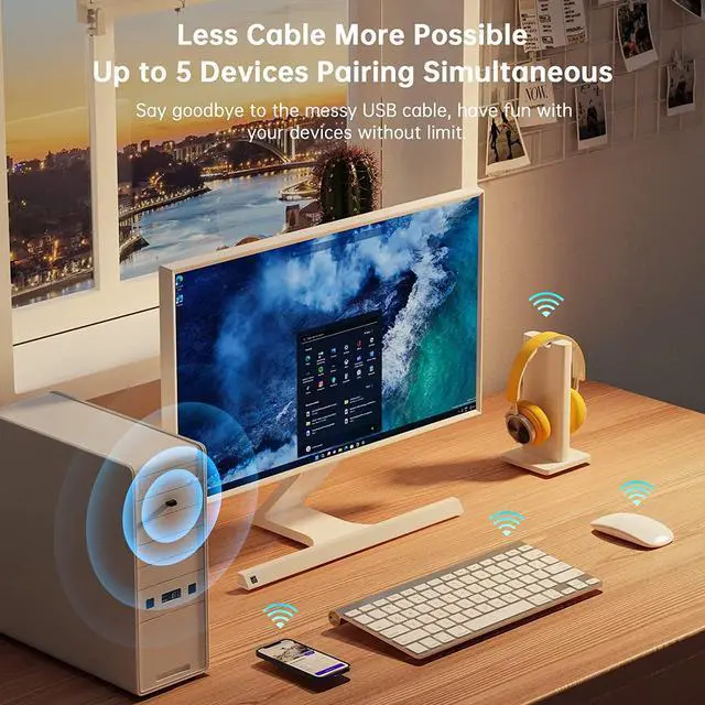 Alt view image 7 of 7 - USB Bluetooth 5.3 Adapter for PC, EDUP USB Bluetooth Dongle Receiver Support Windows 11/10/8.1 Plug and Play for Desktop, Laptop, Mouse, Keyboard, Printers, Headsets, Speakers, PS4/ Xbox Controllers