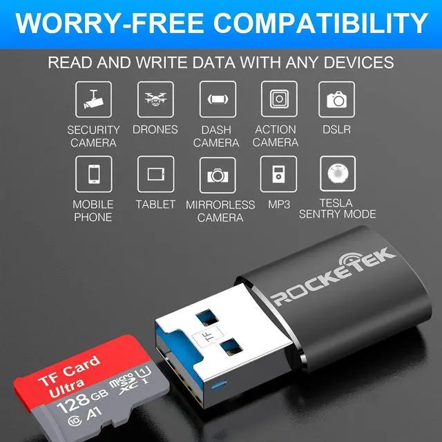 Alt view image 3 of 7 - Rocketek Aluminum USB 3.0 Portable Memory Card Reader Adapter for Micro SD Card/TF Card Reader Adapter