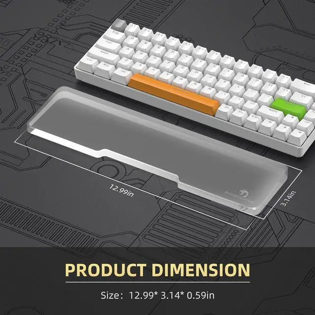 Alt view image 2 of 7 - Acrylic Keyboard Wrist Rest - Compact 60% Keyboard- Mechanical Keyboards Ergonomic Palm Rest for Computer Keyboard Anti-Slip Base Wrist Pad for Laptop Office & Home-Easy Typing