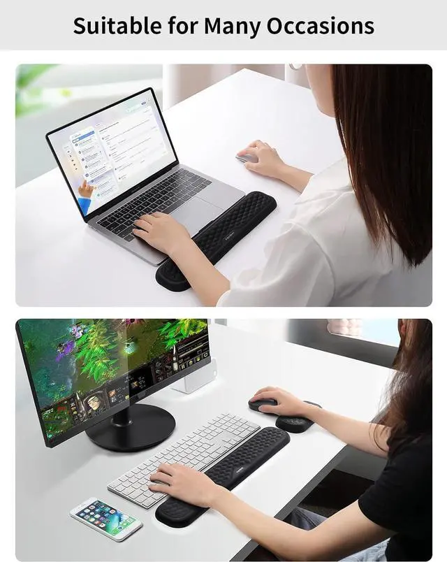 Alt view image 7 of 7 - Wrist Rest for Keyboard and Mouse Computer Ergonomic Wrist Support Pad Soft Memory Foam Arm Cushion for Desk Palm Hand Office Laptop Typing