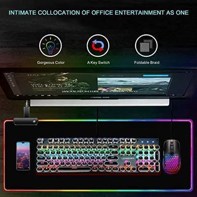 Alt view image 6 of 6 - RGB Mousepad Led Mouse Pad Large Mouse Pad Led and Big Mouse mat