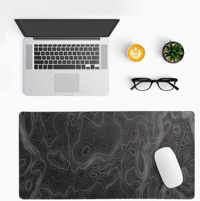 Alt view image 2 of 7 - Topographic Contour Extended Big Mouse Pad Large Gaming Mouse Pad Desk Pad 27.6x11.8 Inch Long Computer Keyboard Mouse Mat Mousepad with 3mm Non-Slip Base and Stitched Edge for Gaming and Office
