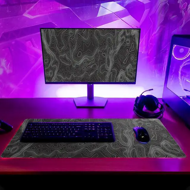 Alt view image 3 of 7 - Topographic Contour Extended Big Mouse Pad Large Gaming Mouse Pad Desk Pad 27.6x11.8 Inch Long Computer Keyboard Mouse Mat Mousepad with 3mm Non-Slip Base and Stitched Edge for Gaming and Office