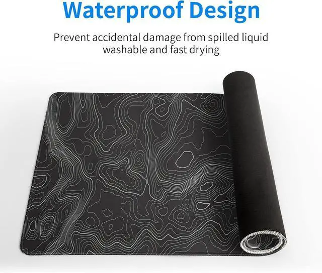 Alt view image 5 of 7 - Topographic Contour Extended Big Mouse Pad Large Gaming Mouse Pad Desk Pad 27.6x11.8 Inch Long Computer Keyboard Mouse Mat Mousepad with 3mm Non-Slip Base and Stitched Edge for Gaming and Office