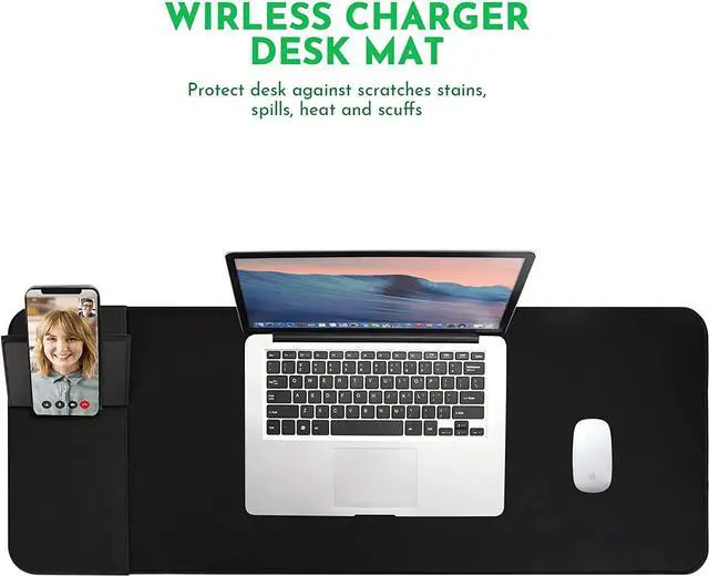 Alt view image 5 of 7 - Wireless Charging Mouse Pad with Phone Holder Gaming Mousepad Desk Mat 15W Qi Fast Charging Pad Ultra-Smooth Surface Non-Slip Extended Premium Black Computer Keyboard Mat for MacBook PC Laptop