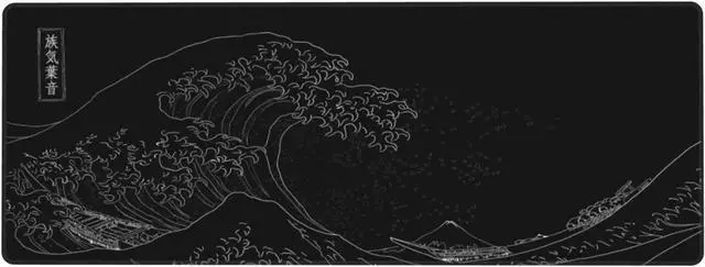 Alt view image 2 of 7 - Extended Large Anime Black Mouse Pad The Great Wave off Kanagawa Painting Big Gaming Keyboard Mat XXL Non-Slip Water-Resistant Rubber Base Full Desk Mousepad 3D Pattern