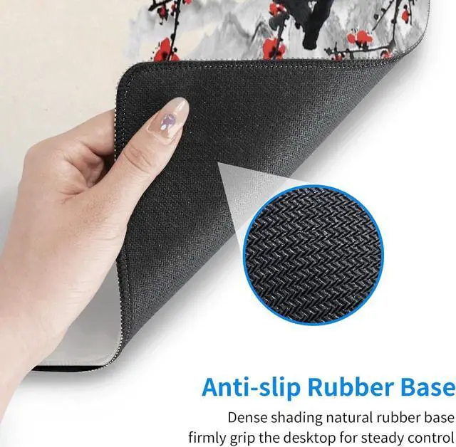 Alt view image 6 of 7 - Japanese Cherry Blossom Gaming Mouse Pad Extended Large Mouse Mat Desk Pad Stitched Edges Mousepad 3mm Thick Long Non-Slip Rubber Base Mice Pad 31.5 X 11.8 Inch