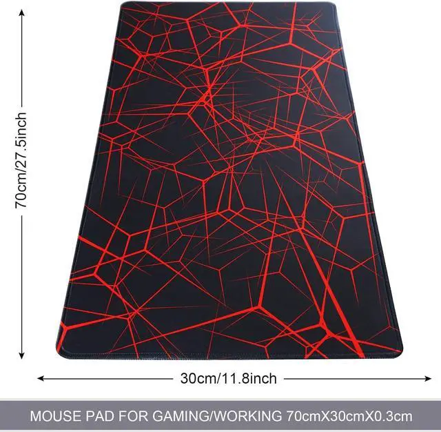 Alt view image 2 of 7 - Gaming Mouse Pad Large Mouse Pad Size 27.5x11.8 Thickness 0.12 inches Premium-Textured Non-Slip & Waterproof Computer Mousepad with Stitched Edges for Gaming Office & Home-70x30 Rednet