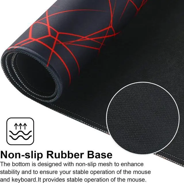 Alt view image 3 of 7 - Gaming Mouse Pad Large Mouse Pad Size 27.5x11.8 Thickness 0.12 inches Premium-Textured Non-Slip & Waterproof Computer Mousepad with Stitched Edges for Gaming Office & Home-70x30 Rednet