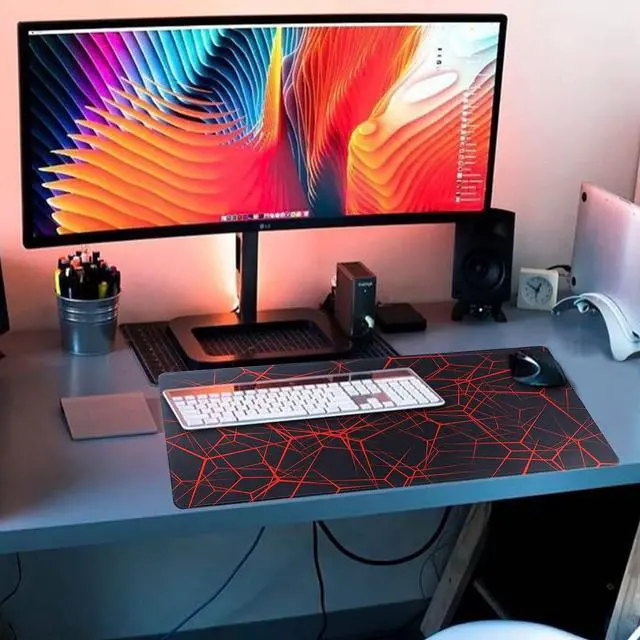 Alt view image 6 of 7 - Gaming Mouse Pad Large Mouse Pad Size 27.5x11.8 Thickness 0.12 inches Premium-Textured Non-Slip & Waterproof Computer Mousepad with Stitched Edges for Gaming Office & Home-70x30 Rednet