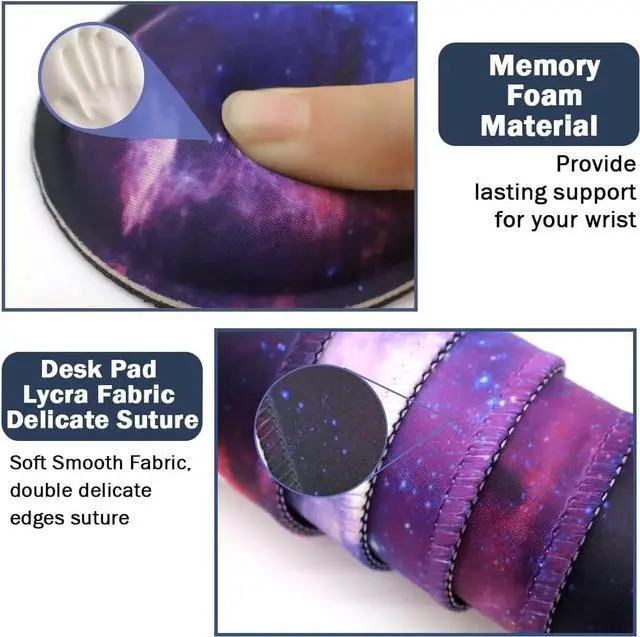 Alt view image 3 of 7 - Large Mouse Pad and Keyboard Wrist Rest, Desk Pad for Keyboard and Mouse, 4-in-1 Large Gaming Mouse Pad with Wrist Support, Desk Mat for Home Office Study Game-Galaxy Fluid