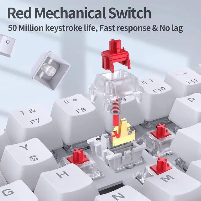 Alt view image 4 of 7 - 60 Percent Keyboard,Gaming Keyboard,LED Backlit Ultra-Compact 68 Keys Gaming Mechanical Keyboard with Separate Arrow/Control Keys, T68SE, Red Switch