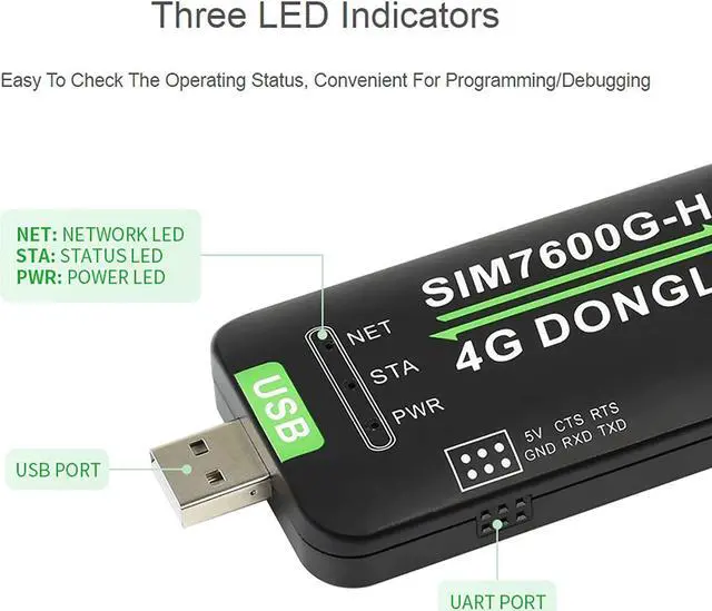 Alt view image 2 of 7 - 4G LTE USB Modem, LTE/4G 150 Mbps USB Mobile Module with SIM Card Slot, High Speed Portable Travel Hotspot Mini Router Supports USB, UART for PC, Industrial Computer