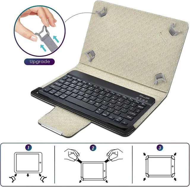 Alt view image 5 of 7 - DETUOSI Universal 10.1 inch Android Tablet Case with Keyboard, Removable Wireless Bluetooth Keyboard + PU Leather Folio Book Cover + Stand, Travel Portable Sleeve for iOS/Android/Windows System Tablet