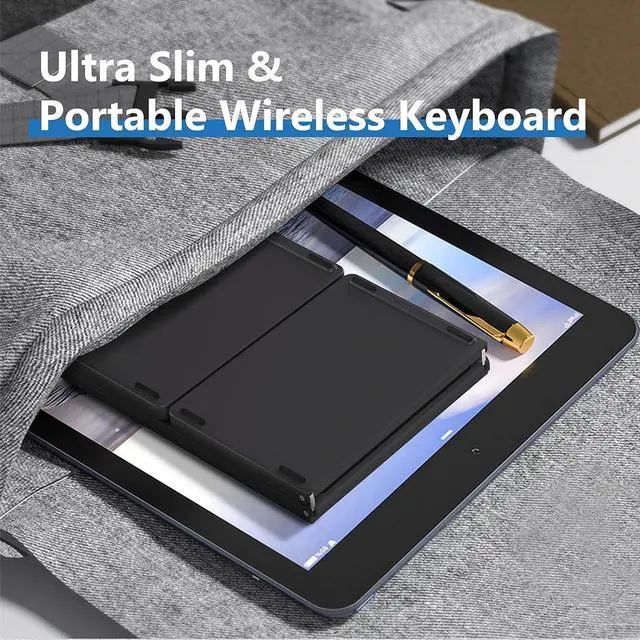 Alt view image 6 of 7 - Acoucou Foldable Bluetooth Keyboard with Touchpad Portable Wireless (Sync Up to 3 Devices), Rechargeable Mini Wireless Bluetooth Tri-Folding Keyboard for Android iOS Windows Tablets