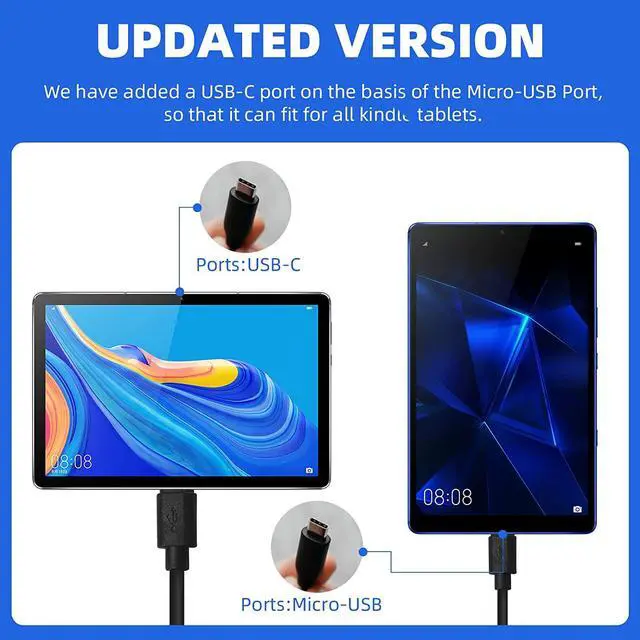Alt view image 2 of 7 - Fast Charger with 6.6Ft USB Type-C&Micro USB Cable AC Adapter 2A Rapid Charger for All New All-New Fire 7 HD 8 10 Plus Tablet Kids Pro Kids Edition Fire HD HDX 7 8.9 Phone