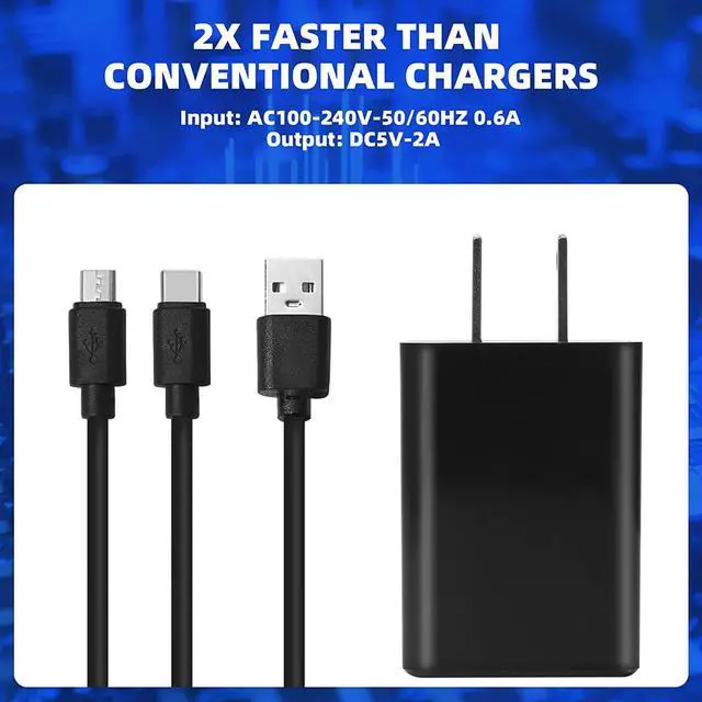 Alt view image 3 of 7 - Fast Charger with 6.6Ft USB Type-C&Micro USB Cable AC Adapter 2A Rapid Charger for All New All-New Fire 7 HD 8 10 Plus Tablet Kids Pro Kids Edition Fire HD HDX 7 8.9 Phone
