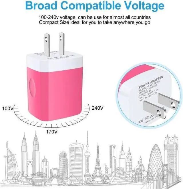 Alt view image 7 of 7 - USB C Power Adapter Fast Wall Charger Compatible iPhone 15 iPad Pro 2021/2020/2018 11/12.9 iPad mini 6 iPad Air 4  Galaxy A03s A53 A73 S22 A52 20W PD Charger Block 6FT Type C to C Cable