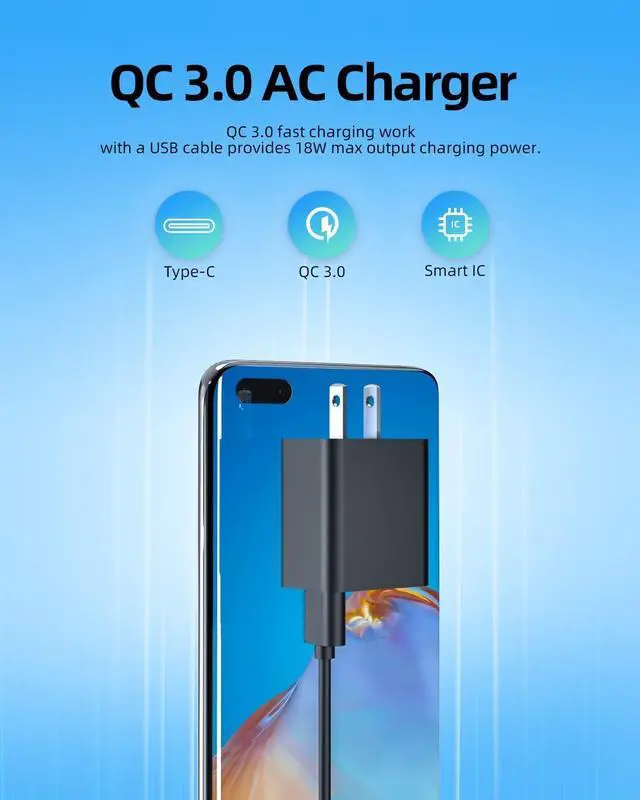 Alt view image 2 of 6 - 5G 18W Type C Quick Charger Fit for Samsung Galaxy A42 A32 A52 5G A12 A13 USB C Phone Power Adapter Supply Cord QC 3.0