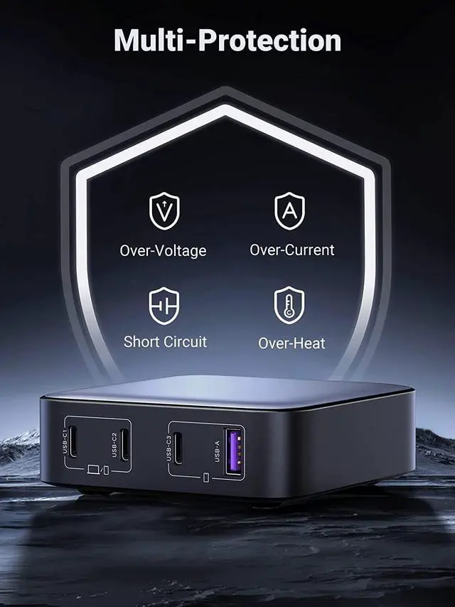 Alt view image 4 of 7 - 100W USB C Charger Nexode 4 Ports USB C Charging Station GaN Fast Desktop Charger Compatible with MacBook Pro  XPS iPhone 16/16 Pro/15 Pro Galaxy S24/S23 Ultra iPad Steam Deck