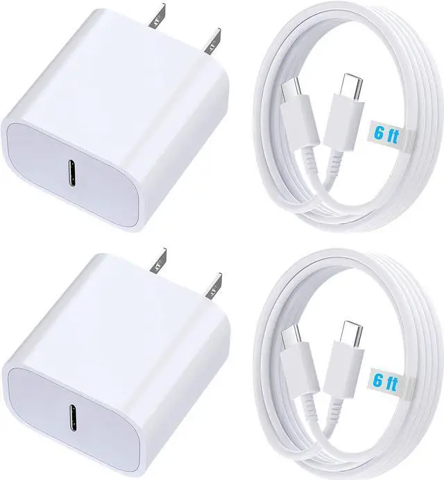 Main image of Type C Fast Charger, for iPhone 16 Charger, 20W Fast Charging Block, USB C Plug Cable Cord 6.6ft for iPhone 16, 16 Plus, 15, 15 Plus, 15 Pro, 15 Pro Max, iPad Pro 11/12.9, Galaxy S24, S23, S22, 2Pack
