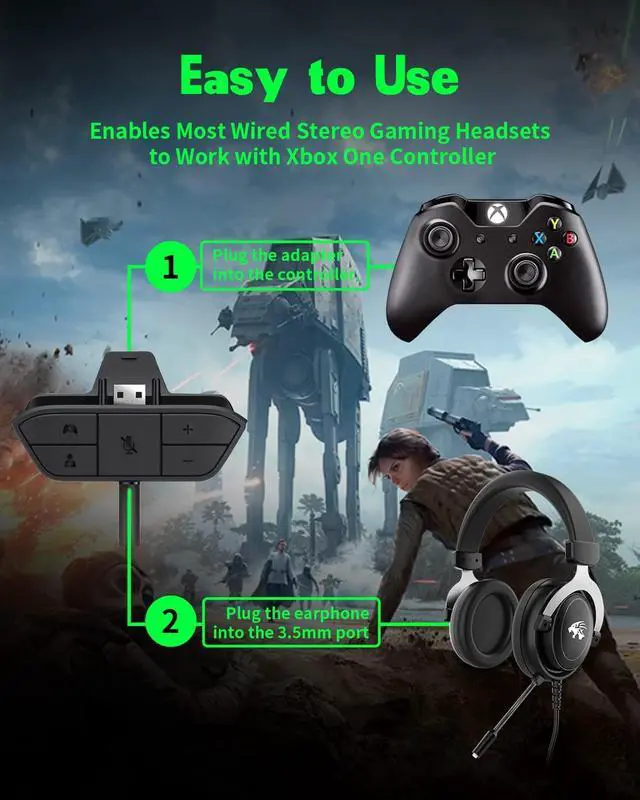 Alt view image 6 of 6 - Stereo Headset Adapter, AOJAKI Audio Mic Headphone Converter for Xbox One/One S/X/Elite 1/ Elite2/ Series S/X Controller-Adjust Audio Balance (Game Sound & Voice Chat)-Low Latency