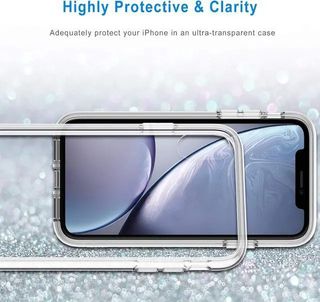 Alt view image 7 of 7 - Case for iPhone XR 6.1-Inch Non-Yellowing Shockproof Phone Bumper Cover Anti-Scratch Clear Back (Clear)