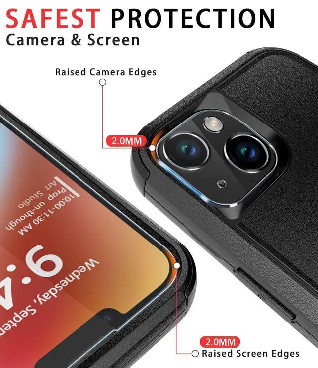 Alt view image 3 of 7 - for iPhone 14 Case [Shockproof] [Dropproof] [Tempered Glass Screen + Camera Lens Protector] Heavy Duty Protection Phone Case Cover for iPhone 14 6.1inch