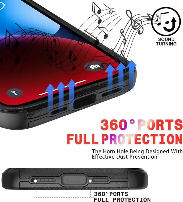 Alt view image 6 of 7 - for iPhone 14 Case [Shockproof] [Dropproof] [Tempered Glass Screen + Camera Lens Protector] Heavy Duty Protection Phone Case Cover for iPhone 14 6.1inch