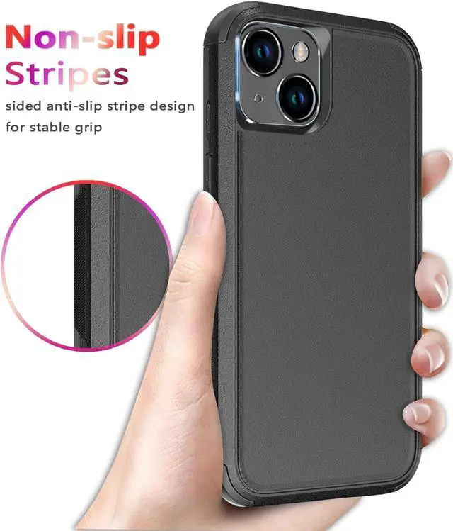 Alt view image 7 of 7 - for iPhone 14 Case [Shockproof] [Dropproof] [Tempered Glass Screen + Camera Lens Protector] Heavy Duty Protection Phone Case Cover for iPhone 14 6.1inch