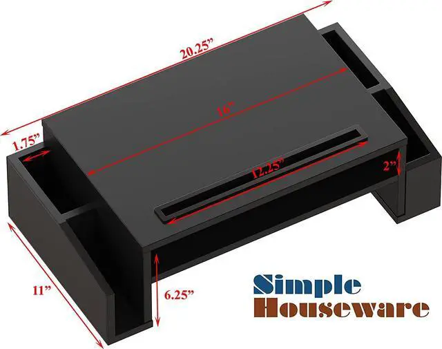Alt view image 4 of 6 - SimpleHouseware Computer Monitor Stand Riser with Desk Organizer/Drawer Storage, Black