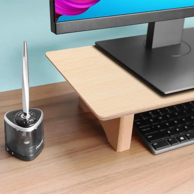 Alt view image 2 of 7 - Aothia Large Dual Monitor Stand Riser, Solid Wood Desk Shelf with Eco Cork Legs for Laptop Computer/TV/PC/Printers, Perfect Desktop Stands Organizer with Underneath Storage for Office Accessories