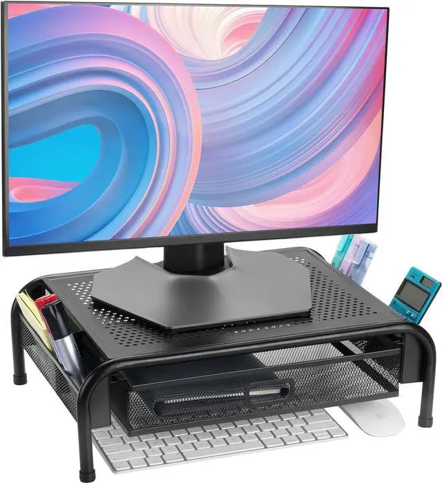Main image of Mr. Pen- Metal Mesh Monitor Stand With Drawer, Computer Stand for Desk With Storage, Desktop Riser