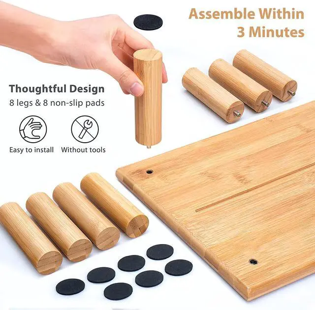Alt view image 6 of 7 - Dual Monitor Stand Riser with Drawer for Desk Laptop Desk Shelf with Adjustable Length and Angle, Bamboo Computer Stand Riser for 2 or 3 Monitors Screen Laptop PC TV -Natural
