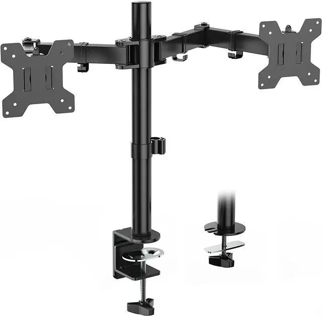 Main image of WALI Dual LCD Monitor Fully Adjustable Desk Mount Stand Fits 2 Screens up to 27 inch, 22 lbs. Weight Capacity per Arm (M002), Black
