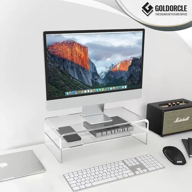 Alt view image 7 of 7 - Acrylic Monitor Stand Riser Clear Computer Monitor Stand (Big)