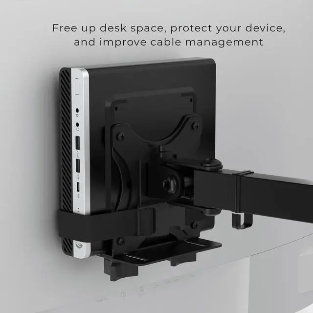 Alt view image 6 of 7 - HumanCentric Thin Client Mount Bracket | Mount a Mini PC or Computer to a VESA Monitor Arm or Stand, Pole, or Under Desk or Surface